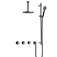 Hotbath Cobber IBS70 inbouwdouche met ronde handdouche, 15cm plafondbuis en glijstang zwart chroom