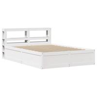 vidaXL Bedframe met hoofdbord massief grenenhout wit 120x190 cm, bed, 2-persoonsbed slaapkamermeubel, houten bed, tweepersoonsbed, houten bedframe