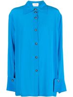 QUIRA chemise Boyfriend Jumbo Cuff en soie - Bleu - thumbnail