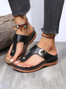 Pu Plain Summer Slide Sandals