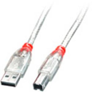 LINDY USB-kabel USB 2.0 USB-A stekker, USB-B stekker 2.00 m Transparant 41753