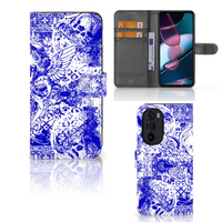 Telefoonhoesje met Naam Motorola Edge 30 Pro Angel Skull Blauw - thumbnail