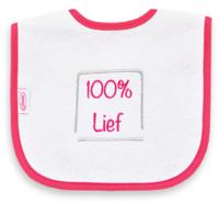 Funnies slabber 100% lief junior 40 cm katoen wit/roze