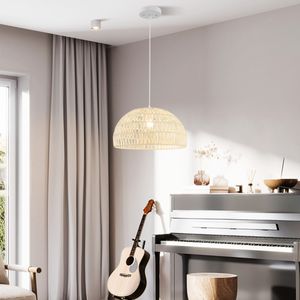 Papieren Hanglamp Koepelplafondlamp Verstelbaar Hangend Touw Handgeweven Hanglamp Beige