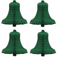 Papieren mini kerstklok 16 cm groen 8 stuks