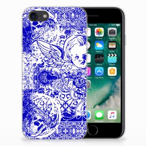 Silicone Back Case iPhone SE 2022 | SE 2020 | 8 | 7 Angel Skull Blauw