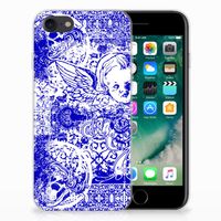 Silicone Back Case iPhone SE 2022 | SE 2020 | 8 | 7 Angel Skull Blauw - thumbnail