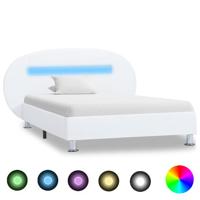 vidaXL Bedframe met LED kunstleer wit 100x200 cm