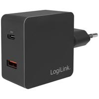 LogiLink Ladegerät USB-oplader 18 W Binnen, Thuis Uitgangsstroom (max.) 3000 mA Aantal uitgangen: 2 x USB-C bus (Power Delivery), USB-A