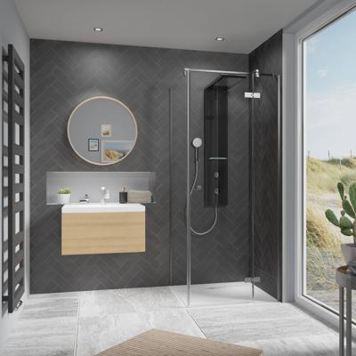 Ben Vivid douchecabine rechtsdraaiend 90x100cm Geborsteld nickel