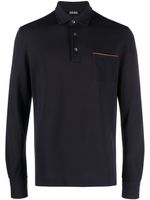 Zegna long-sleeve cotton polo shirt - Bleu