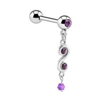 Jeweled Barbell with Charm Chirurgisch staal 316L / Belegde messing Barbells - thumbnail