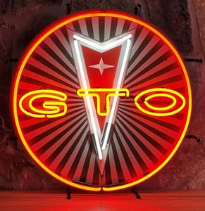 Pontiac GTO Logo Neon Verlichting Met Achterplaat - 60 x 60 cm