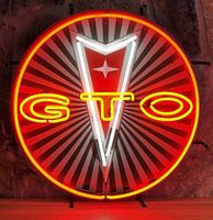 Pontiac GTO Logo Neon Verlichting Met Achterplaat - 60 x 60 cm - thumbnail