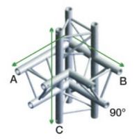 Showtec DT22-015 4-weg truss koppelstuk, Hoek 90 + Links omhoog/omlaag