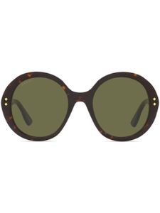 Gucci Eyewear lunettes de soleil rondes à effet écailles de tortue - Marron