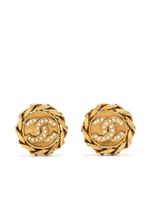 CHANEL Pre-Owned boucles d'oreilles à logo CC strassé (1998)