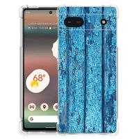 Google Pixel 6A Stevig Telefoonhoesje Wood Blue - thumbnail