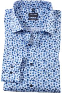 OLYMP Luxor Modern Fit Overhemd blauw/wit, Bloemen