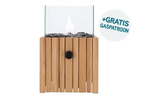 Cosiscoop Timber teak - gaslantaarn met gratis gaspatroon - vierkant