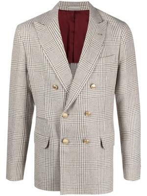 Brunello Cucinelli Geruite blazer met dubbele rij knopen - Wit