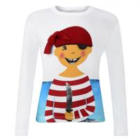 Ziegfeld T-shirt lange mouw Piraat Paul jongens katoen wit 