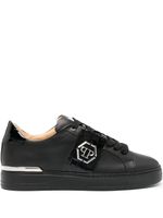 Philipp Plein baskets en cuir à plaque logo - Noir - thumbnail