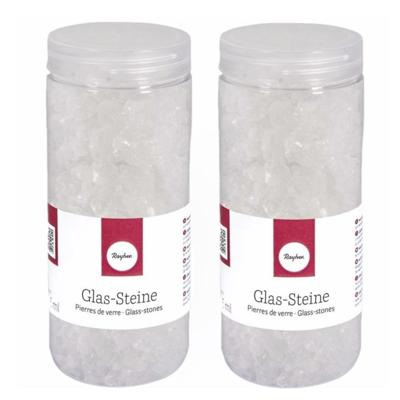Rayher decoratie steentjes - 2x potje - glas - transparant - 475 ml - bloempotten/vazen