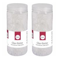 Rayher decoratie steentjes - 2x potje - glas - transparant - 475 ml - bloempotten/vazen