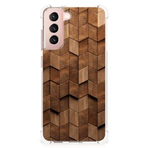 Stevig Telefoonhoesje voor Samsung Galaxy S21 FE Wooden Cubes