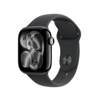 Apple Watch Series 11 (GPS + Cellular) • 42‑mm kast van leisteen aluminium • Zwart sportbandje - S/M