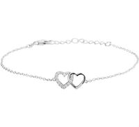 Armband Hartjes zilver-zirconia wit 16 + 3 cm