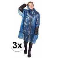 3x blauwe noodponcho doorschijnend One size  - - thumbnail