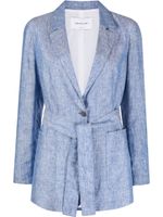 Fabiana Filippi blazer en lin à taille ceinturée - Bleu