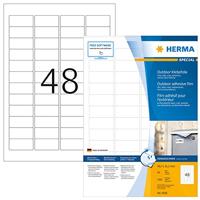 HERMA 9536 weerbest outdoor folielabels A4 (45,7 x 21,2 mm, 40 velles, polyethyleen, mat) zelfklevend, bedrukbaar, extreme sterk klevende etiketten, 1.920 etiketten voor printer, wit