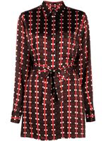 Wales Bonner check-print tie-waist blouse - Marron