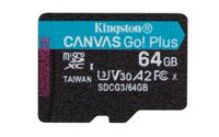 Kingston Technology 64GB microSDXC Canvas Go Plus 170R A2 U3 V30 enkel pakket zonder ADP - thumbnail