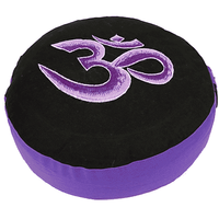 Yogi & Yogini Meditatiekussen Rond Katoen Zwart Violet - OHM - 33 x 17 cm