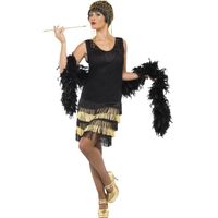 Zwart/gouden jaren 20 flapper jurk voor dames