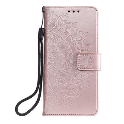 Shop4 - Samsung Galaxy A12 Hoesje - Wallet Case Mandala Patroon Rosé Goud