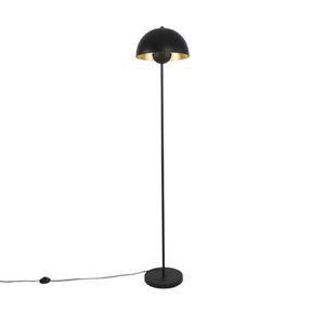 QAZQA Industriële vloerlamp zwart met goud 160 cm - Magnax