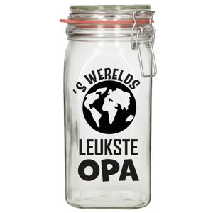 Bellatio Decorations Cadeau voorraadpot/snoeppot - opa - glas - 12 x 7 cm - 1,5 liter - verjaardag   -