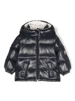 Moncler Enfant doudoune en coton à patch logo - Bleu - thumbnail