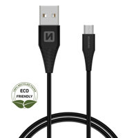 Swissten Micro-USB naar USB kabel - 1.2M - Zwart - Duurzame verpakking - Zwart - thumbnail