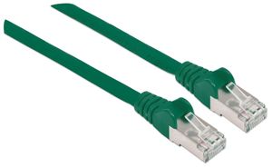 Intellinet 350648 RJ45 Netwerkkabel, patchkabel CAT 6A S/FTP 5.00 m Groen Folie afscherming, Afscherming gevlochten, Halogeenvrij 1 stuk(s)