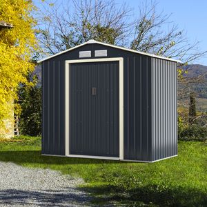 Buiten Metalen Schuur Tuinschuur Stalen Schuur 213 x 127 x 195 cm Grijs