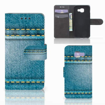 Samsung Galaxy A3 2016 Wallet Case met Pasjes Jeans Samsung Galaxy A3 2016 Wallet Case met Pasjes Jeans