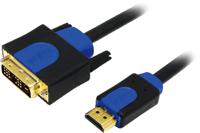 LogiLink CHB3103 DVI-kabel DVI / HDMI Adapterkabel DVI-D 18+1-polige stekker, HDMI-A-stekker 3.00 m Zwart Vergulde steekcontacten, Schroefbaar - thumbnail