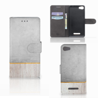 Wiko Lenny 2 Book Style Case Wood Concrete