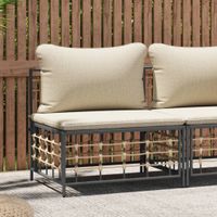 Tuinmiddenbank met beige kussens poly rattan